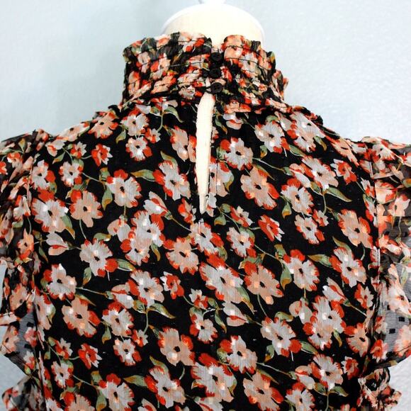 Sleeveless Floral Lined Blouse With Keyhole Back Size Medium - Picture 5 of 8